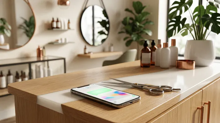 Een smartphone met een berichtenapp ligt op een marmeren tafel naast een vel papier met een handgeschreven takenlijst en een potlood.